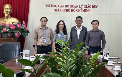 Trường Cán bộ quản lý giáo dục Thành phố Hồ Chí Minh làm việc với Trung tâm ngoại ngữ Đức Hòa, tỉnh Long An về phối hợp tổ chức bồi dưỡng các chương trình cho công chức, viên chức năm 2023